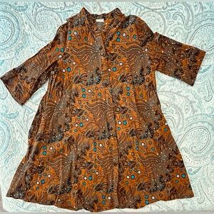 Zuri Seascape Print Dress Women's 1X With Pockets!